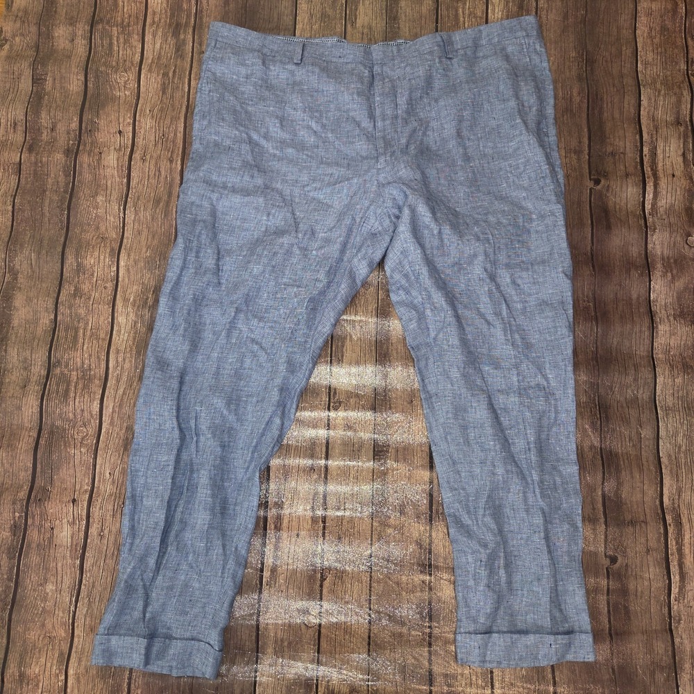 Murano Baird McNutt Alex Fit 100% Linen Pants Mens 46 x 30 Blue Lightweight